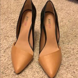 Tan & black heels
